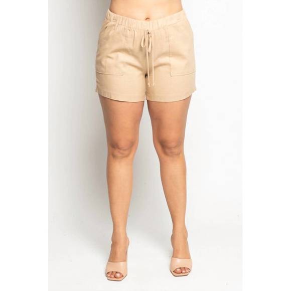NEW CURVE MARKET linen shorts- volume in natural - Picture 1 of 2
